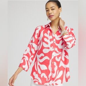🌼☀️🧴Chico's, women's shirt no iron linen, new with tags
